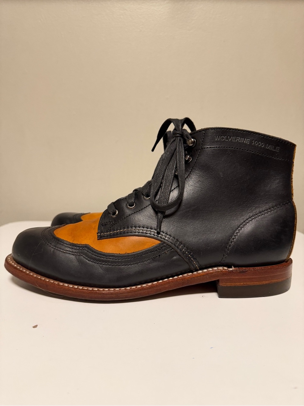 Wolverine 1000 Mile Addison Black/Brown Leather Boot Two Tone Men’s US 9 D